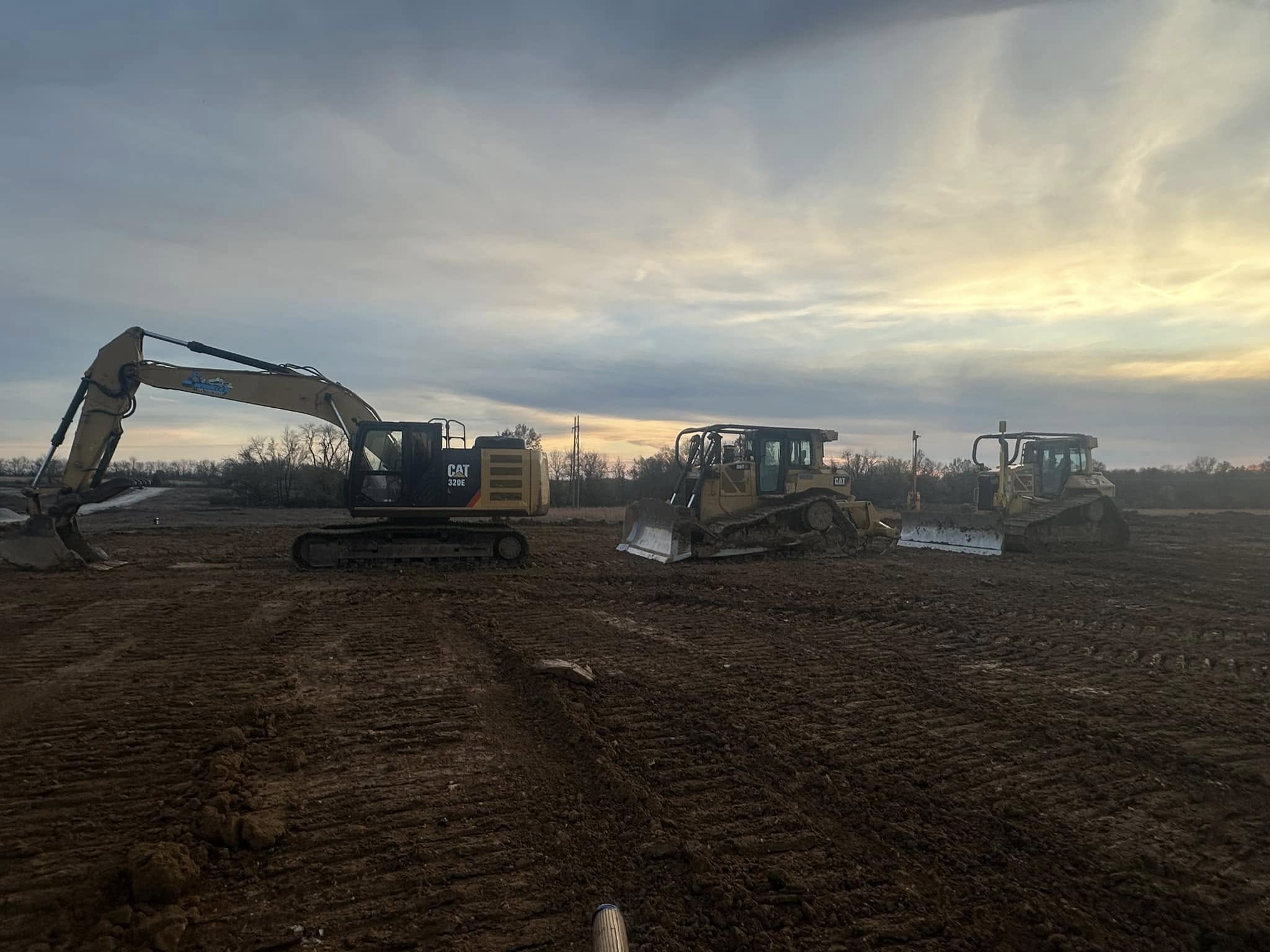Bulldozing and land clearing equipment working near Windsor, MO